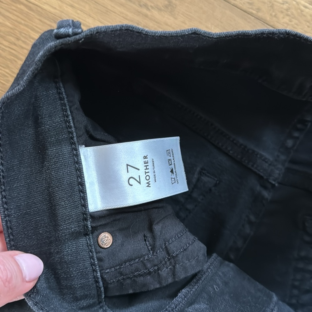 Mother jeans the insider black frayed crop bootcut jeans 27 - Picture 3 of 6